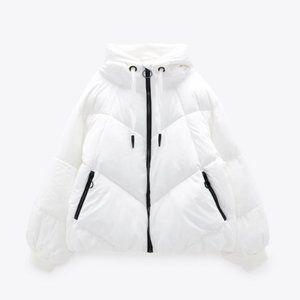 Zara White Puffer coat